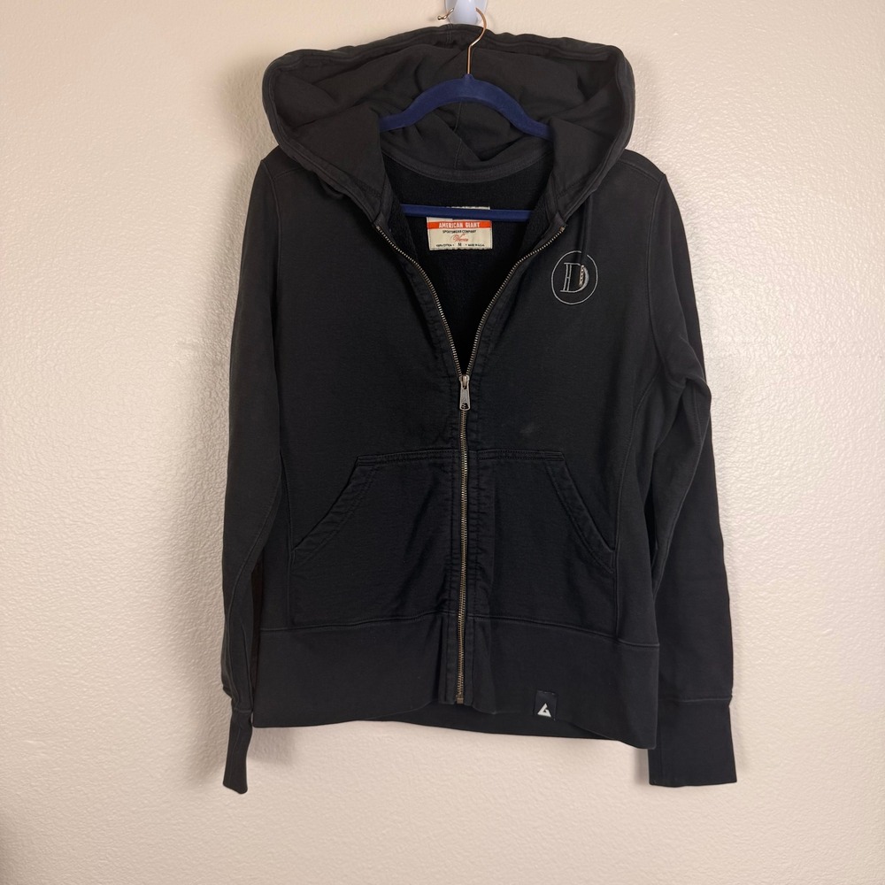 American Giant Classic Full Zip Hoodie Womens USA M Black Durable Heavyweight